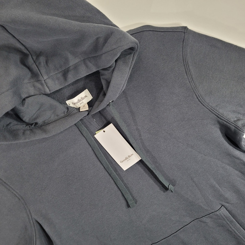 Goodfellow & Co Mens Core Fleece Hoodie Zodiac Night Blue Gray Pullover M NEW